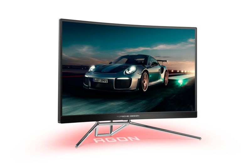 Der AOC Agon PD27 kann Logos in verschiedenen Farben auf die Tischoberfläche projizieren. Zudem ist die Rückseite des 27-Zöllers farbig beleuchtet. (AOC)