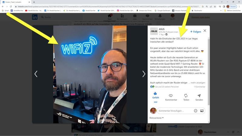 Der erste Schub an Wi-Fi-7-Routern wurde auf der CES in Las Vegas Anfang Januar 2023 vorgestellt.  (Bild: Asus)
