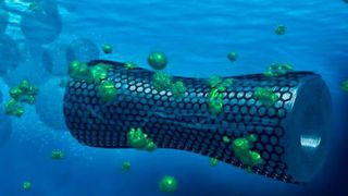 Selbstangetriebener Mikroroboter aus Graphen fängt Blei aus Abwasser ein (Bild: American Chemical Society)