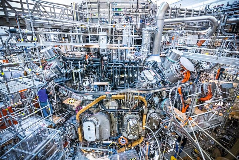 Image 3: View into the experiment hall of Wendelstein 7-X. (Image:MPI for Plasma Physics, Jan Hosan.)