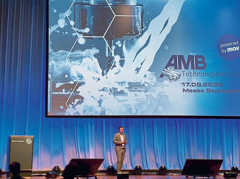 Gunnar Mey, Abteilungsleiter Industrie eröffnete das erste AMB Technologieforum am 17. September 2020. (Messe Stuttgart)