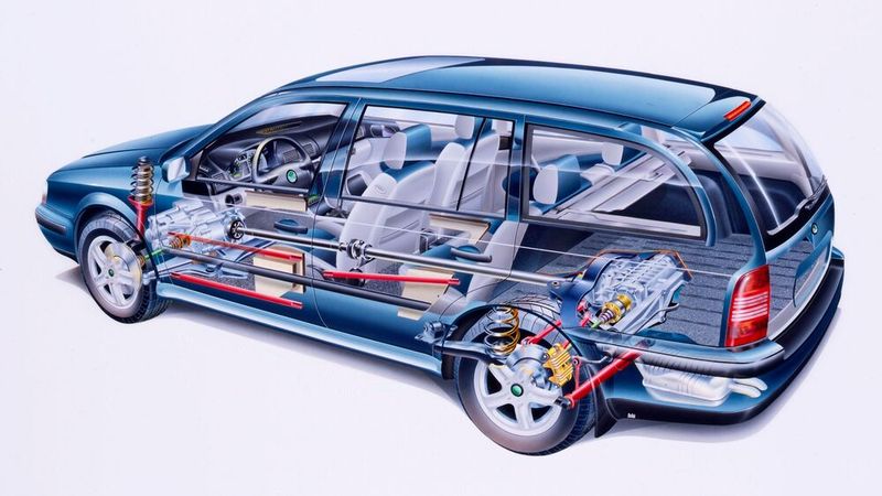 Ab 1999 war der Octavia Combi auch mit Allradantrieb erhältlich. Er v erfügt über eine elektronisch geregelte Lamellenkupplung: Das Herzstück bildet eine Haldex-Kupplung der ersten Generation an der Hinterachse, die über das Volkswagen-A04-Plattformkonzept (PQ34) integriert wurde. (Bild: Škoda)