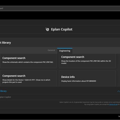 Generische KI‑Anwendung. Der neue Eplan-Copilot verbindet Engineering‑Know‑how, Plattformfunktionalitäten und konkrete Aufgaben zu einem intelligenten Dialog. (Bild: Eplan)