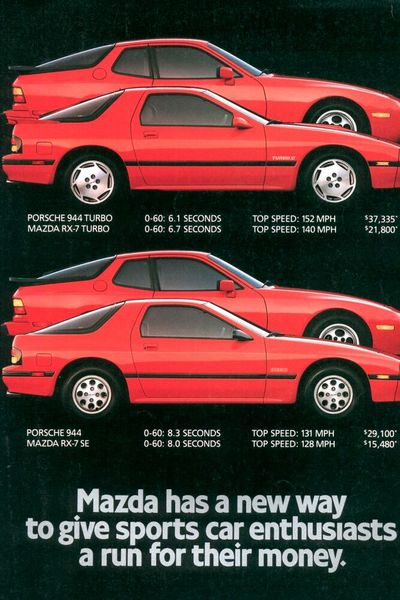 Rotary-Power schlägt Porsche: Der Mazda RX-7 verkaufte sich in Nordamerika besser als der Porsche 944. Kein Wunder bei den Preisvorteilen. (Bild: Mazda)