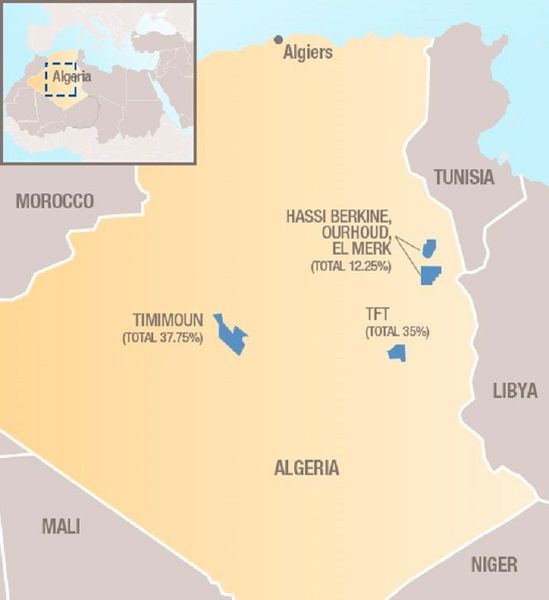 Total holds a 35 % in interest in TFT along with a 12.25 % interest in the El-Merk, Hassi Berkine and Ourhoud oil fields in Algeria.  (Total )