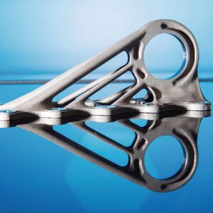 Dieser Kabinenhalter, fachsprachlich Bracket, ist für den Airbus A350 XWB aus Titan mittels Lasercusing hergestellt worden.(Bild:  Airbus)