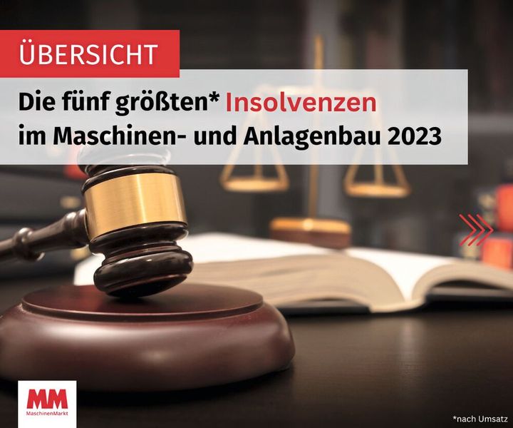 Wir geben Ihnen einen Überblick über die größten Insolvenzen nach Umsatz im Maschinen- und Anlagenbau 2023.  (Bild: MM Maschinenmarkt)