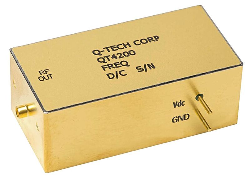 Bild 2.  Der für den Weltraumeinsatz qualifizierte OCXO QT4200 von Q-Tech beinhaltet einen SC-Schnitt-Quarz in einem kaltverschweißten Gehäuse. Seine 15-jährige Alterung ist auf 1,5 ppm festgelegt. (Bild: Q-Tech)