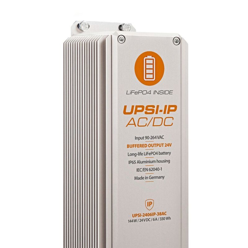 Outdoor-AC/DC-USV UPSI-2406IP-38AC mit Schutzart IP65 und LiFePO4-Batterietechnologie