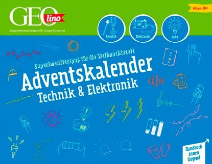 „Adventskalender Technik & Elektronik“ von Geolino: Damit können Forschende ab 8 Jahren in die Welt der Physik eintauchen. (Bild: Geolino)