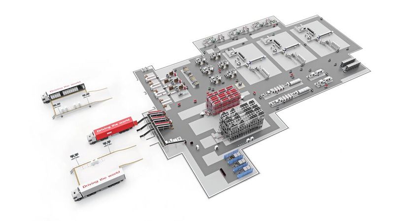 Bereits in der Simulation werden die Fahrwege der mobilen Assistenzsysteme getestet und optimiert. (Bild: SEW-Eurodrive)