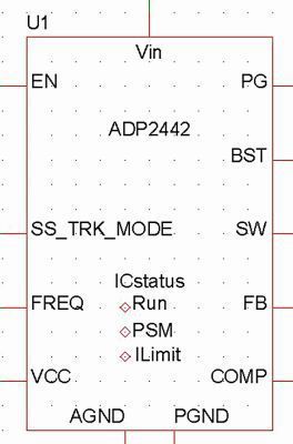 Bild 2: Beispiel eines SIMPLIS-Modells des Schaltreglers ADP2443 (Analog Devices)