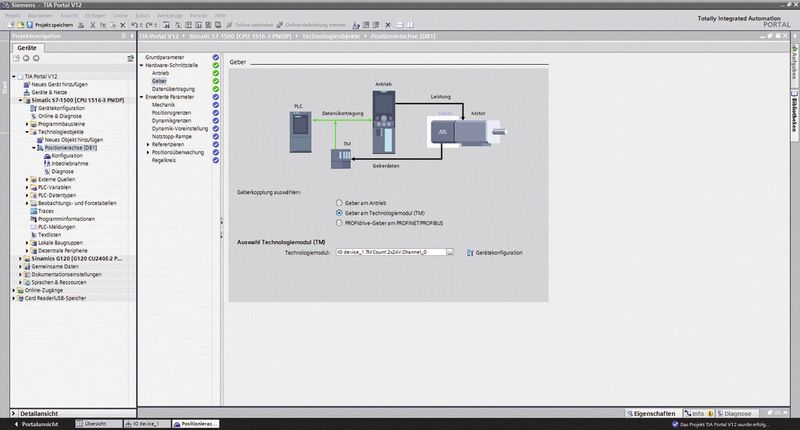 Einfache grafische Motion-Control-Konfiguration. (Siemens)