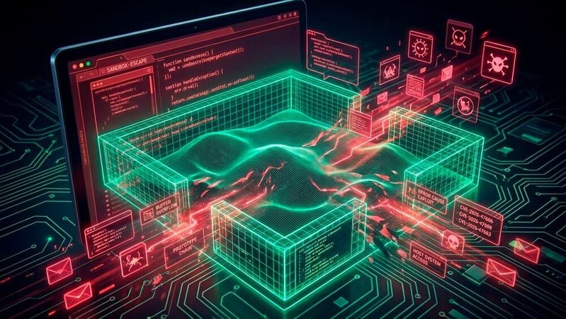 Angreifern können aus der mv2-Sandbox ausbrechen und das Host-System durch beliebige Codeausführung vollständig kompromittieren oder einen Denial of Service verursachen.(Bild:  Gemini / Vogel IT-Medien GmbH / KI-generiert)
