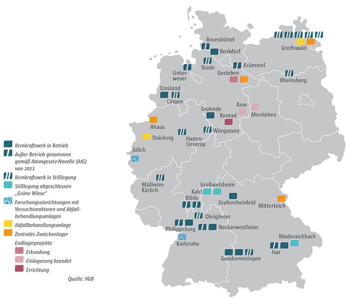 Kernkraftwerke und Entsorgungseinrichtungen in Deutschland. (VGB)