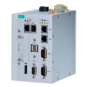 Beim MC-1121 von Moxa handelt es sich um ein industrielles IoT-Gateway, das Microsoft Windows 10 IoT und OPC UA Publisher einsetzt, um den Maschinenstatus auf Fabrikebene zu überwachen. Das Gateway erfasst dabei die Daten verschiedenster Sensoren, wie Motorgeschwindigkeit, Temperatur und Kühlflüssigkeiten. Nach der Erfassung sendet es die Daten über ein OPC-UA-Publisher-Modul in Windows 10 IoT an die Microsoft-Azure-Cloud. Derzeit sei dies der weltweit einzige Microsoft-Azure-zertifizierte Automatisierungscomputer.  Moxa auf der Messe SPS IPC Drives 2017: Halle 9, Stand 231(Bild:  Moxa)