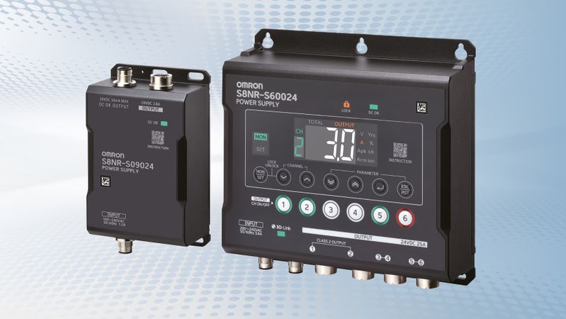 Die neue Netzteilreihe S8NR von Omron deckt einen Leistungsbereich von 90 bis 600 W bei 24 V DC ab. (Bild:  Omron)