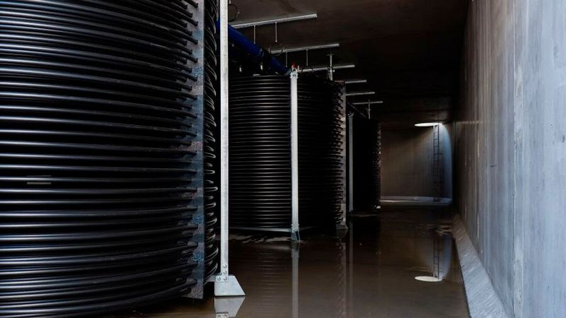 Wassertanks lassen sich unter geeigneten Bedingungen zusätzlich als thermische Speicher für die Kälteversorgung nutzen.(Bild:  Max Bögl/Werklein-Die Werbeagentur)