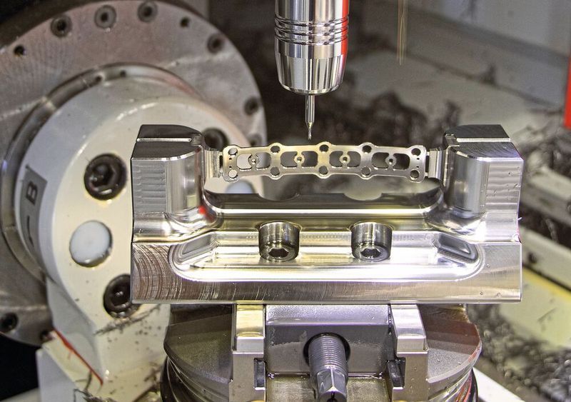 Bei einem solchen Knochenplattenimplantat konnte dank  Werkzeugen und Frässtrategien von Mikron Tool die Bearbeitungszeit (bisher 2 h) mehr als halbiert (neu 48 min) werden. (Karin Hägler)