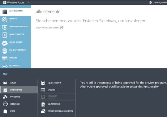 Abbildung 3: Im Verwaltungsportal von Windows Azure schalten Administratoren Hadoop frei.(Bild:  Thomas Joos)