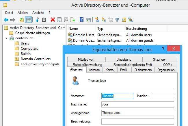 Die Benutzerkonten auf einem Synology-NAS mit aktivierten Active-Directory-Server können auch mit Microsoft-Tools verwaltet werden. (Thomas Joos)