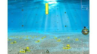 Die Forschungsinfrastruktur des Projekts KM3NeT besteht aus digitalen optischen Modulen (DOMs), die in Hunderten von Reihen etwa einen Kilometer lang am Meeresboden verankert sind.  (Weerg)