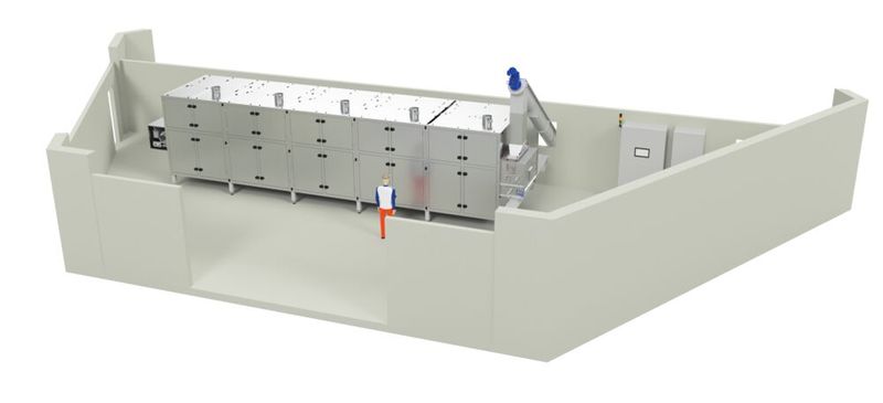 Die 3D-Zeichnung zeigt die Gesamtansicht des Schlammtrockners. (Bild: Harter)