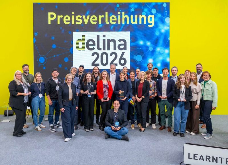 Preisverleihung: Die Gewinnerinnen und Gewinner des delina Awards 2026.  (Bild: © Richard Mathieu / Messe Karlsruhe / neverdaless)