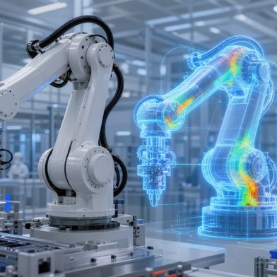 Ein digitaler Zwilling, der Fertigungsstraßen in Echtzeit abbildet oder autonome mobile Roboter (AMRs) steuern soll, ist auf eine skalierbare On-Premise-Infrastruktur angewiesen.  (Bild: © RISHAD/stock.adobe.com, generiert mit KI)