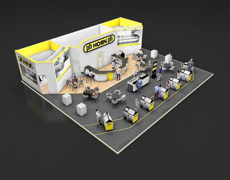 An artist’s view of the Horn stand at Mach 2026. (Source: Horn Cutting Tools)