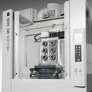 Heller Bearbeitungszentrum des Typs MC 5000 mit sechsspindliger Aufsatzachse Rwnc-160 von Hofmann.