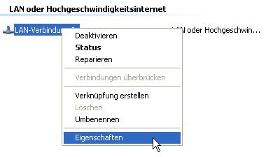 Mit einem Rechtsklick auf die aktive Verbindung kann sich die Eigenschaften anzeigen lassen. (Archiv: Vogel Business Media)