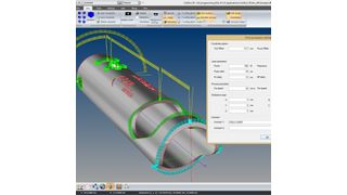 Die NC-Programmierung der Laserwege erfolgt in Cagila 3D basierend auf dem 3D-CAD-Volumenmodell, wobei beliebige Anstellwinkel des Laserkopfes für die 4- und 5-Achsen Simultanbearbeitung möglich sind (Bild: CAM-Service)