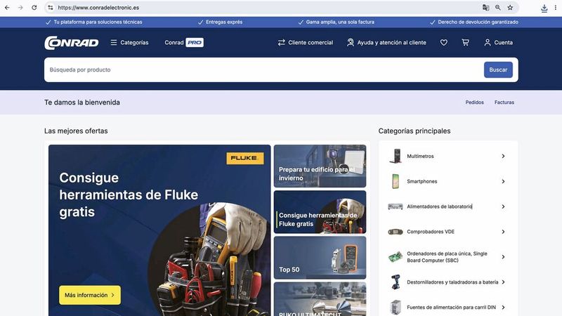 Conrad Sourcing Platform: jetzt auch in Spanien für spanische Geschäftskunden zugänglich.(Bild:  Conrad Electronic)