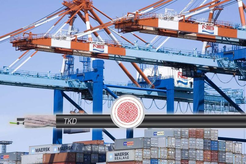 Einsatz vor Ort: Spreaderleitungen von TKD beispielsweise bei einer Container-Brücke. (Archiv: Vogel Business Media)