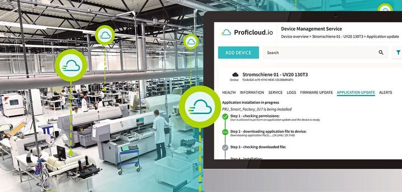 Digitale Services als Applikationen analysieren Sensordaten, bewerten Energieverbräuche und optimieren die Parameter der Maschine selbstständig. Mit den Auswertungen sollen die Effizienz sowie die Ausfallzeiten der Maschinen verbessert werden. Digitale Services als Applikationen analysieren Sensordaten, bewerten Energieverbräuche und optimieren die Parameter der Maschine selbstständig. Mit den Auswertungen sollen die Effizienz sowie die Ausfallzeiten der Maschinen verbessert werden.