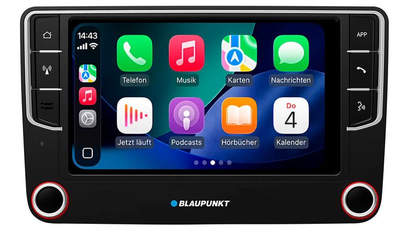 Das neueste Autoradio unter dem Markennamen Blaupunkt ist für Youngtimer der Marken VW, Skoda und Seat gedacht .Es orientiert sich optisch an Geräte, wie sie ab etwa 2008 verbaut wurden. (Bild: Blaupunkt)