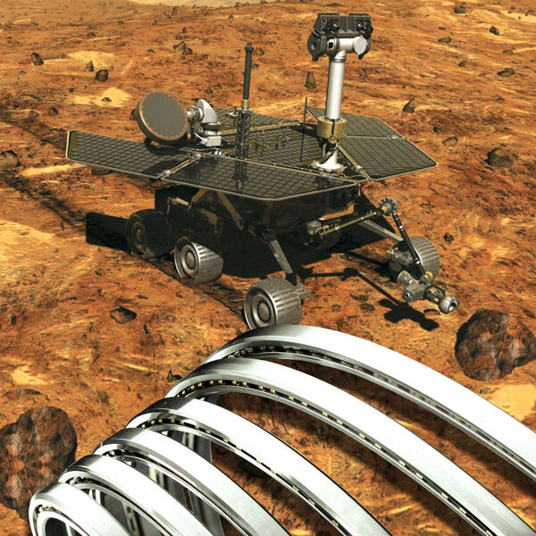 Auch für ausserirdische Fahrzeuge: Applikationsspezifisch modifizierte Kaydon-Dünnringlager kommen im Phoenix Mars Lander auf dem roten Planeten zum Einsatz. (Kaydon USA) (Archiv: Vogel Business Media)