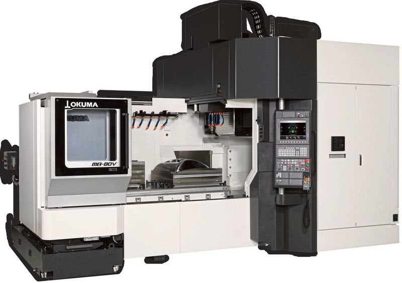 Erstmals in Europa hat Okuma das vertikale Bearbeitungszentrum MB-80V für die Bearbeitung grosser Werkstücke vorgestellt.  (Okuma)