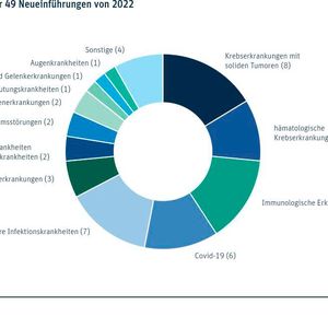 Pharmaunternehmen haben im zurückliegenden Jahr in Deutschland für neue Behandlungsmöglichkeiten bei mehr als 60 Krankheiten gesorgt und für vier Krankheiten neue Präventionsmöglichkeiten geschaffen.(Bild:  VFA)