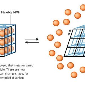 Abb.4: 1998 schlug Kitagawa vor, dass metall-organische Gerüste flexibel gemacht werden könnten. Es gibt heute zahlreiche flexible MOFs, die ihre Form ändern können, beispielsweise wenn sie mit verschiedenen Substanzen gefüllt oder entleert werden.(Bild:  Johan Jarnestad/The Royal Swedish Academy of Sciences)