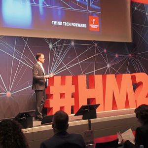 Messechef Dr. Jochen Köckler begrüßte auf der Hannover Messe Preview über 100 internationale Journalisten. (Bild: Raf Steck)