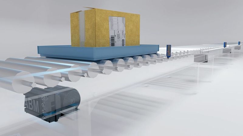Ein Staurollenförderer mit Sinochronmotor als Direktantrieb – angesteuert mit ABM Umrichter. (Bild:  ABM Greiffenberger)