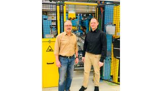 Thomas Steegmaier (rechts) ist Projektleiter bei Stihl und in dieser Funktion auch verantwortlich für die Beschaffung von Produktionsanlagen. Manfred Ramb ist Konstruktionsleiter bei Nimak. (Bild: Nimak)