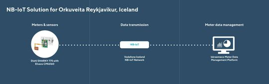 Das Projekt von Iskraemeco umfasst ein NB-IoT-basiertes Netzwerk, das aus einer Kombination verschiedener Zähler besteht, deren Messwerte in einer Softwarelösung erfasst werden. (Bild:  Elvaco)