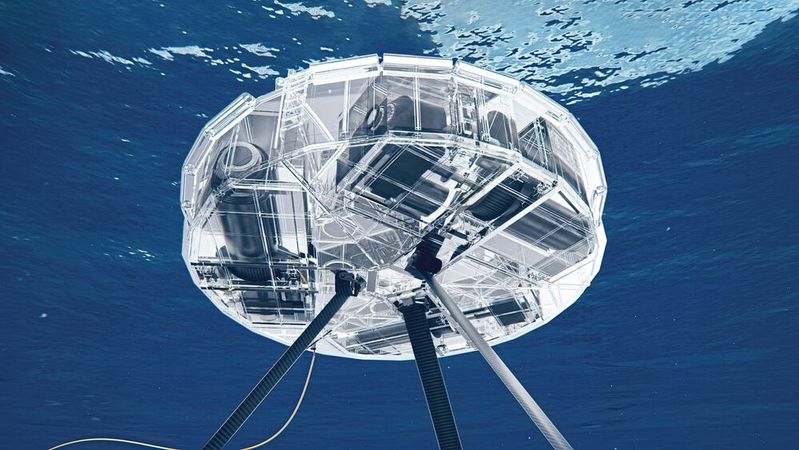 Der Ceto-Wellenenergiekonverter ist ein schwimmendes Kraftwerk. Mehrere davon sollen am Meeresboden vor der spanischen Küste verankert werden. (Bild:  Lloyd's Register)