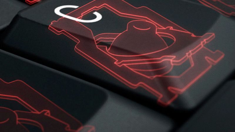 Das flache Keyboard nutzt die hauseigene SX-Scherentechnologie, die für ein besonders leises Tippen sorgen soll. (Cherry)