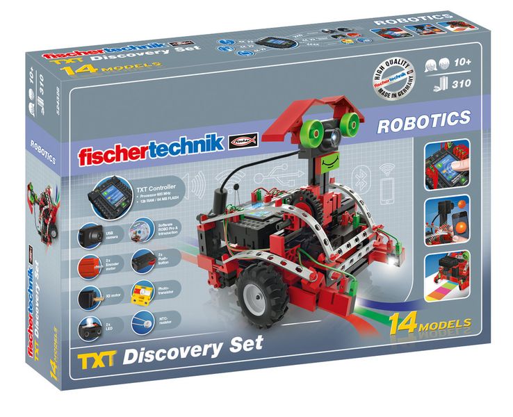 Der Hightech-Baukasten für Kinder ab zehn Jahren enthält als erster im Marktsegment serienmäßig eine Farbkamera, ein kombiniertes Bluetooth/WLAN-Funkmodul und eine Steuerung mit farbigem Touchdisplay. (Bild: Fischertechnik)