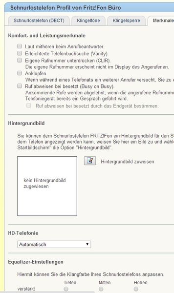Abbildung 12: In den Einstellungen der Telefoniegeräte lassen sich viele Leistungsmerkmale steuern, und das ebenfalls zentral in der Weboberfläche Fritz!Box. (Bild: Joos)