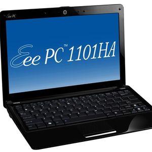 Das Netbook Eee PC 1101HA mit 11,6-Zoll-Widescreen-Bildschirm arbeitet mit einem Intel-Prozessor vom Typ Atom Z520.
